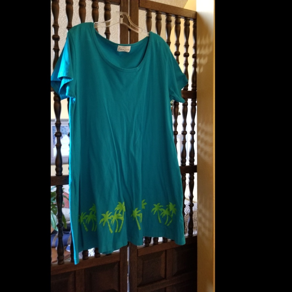 Turquoise T-Shirt Dress Tropical